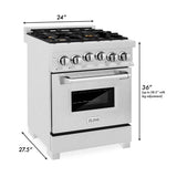 24'' 2.8 cu. ft. Gas Oven and Gas Cooktop Range with Griddle and Brass Burners in Fingerprint Resistant Stainless Steel