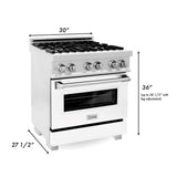 30'' 4.0 cu. ft. Electric Oven and Gas Cooktop Dual Fuel Range with Griddle and White Matte Door in Fingerprint Resistant Stainless