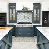 Autograph Edition 48'' Porcelain Rangetop with 7 Gas Burners in DuraSnow Stainless Steel and Champagne Bronze Accents