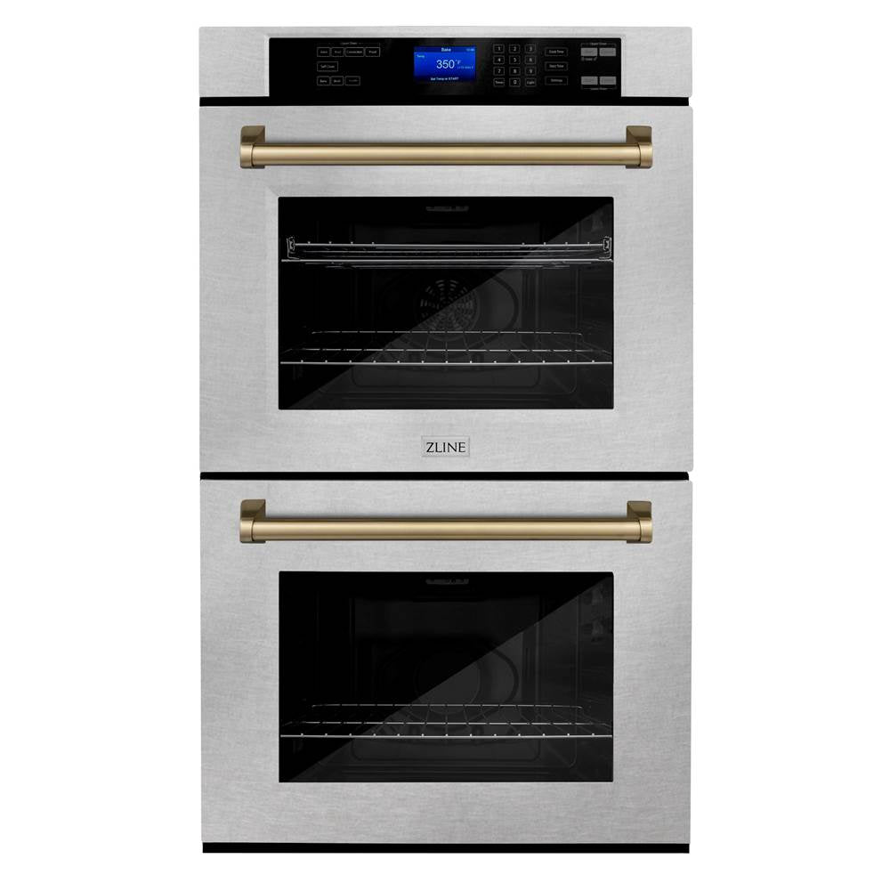 Z-Line - 30'' Autograph Edition Double Wall Oven with Self Clean and True Conection in DuraSnow Stainless Steel and Champagne Bronze - Champagne Bronze