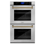 Z-Line - 30'' Autograph Edition Double Wall Oven with Self Clean and True Conection in DuraSnow Stainless Steel and Champagne Bronze - Champagne Bronze
