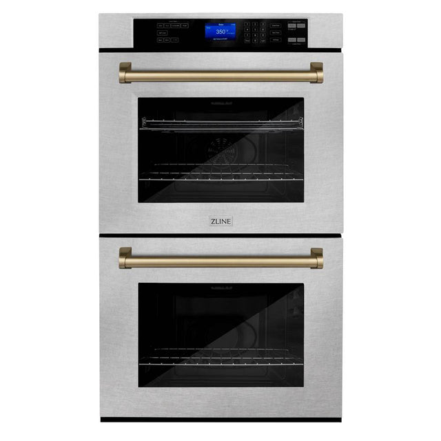 Z-Line - 30'' Autograph Edition Double Wall Oven with Self Clean and True Conection in DuraSnow Stainless Steel and Champagne Bronze - Champagne Bronze