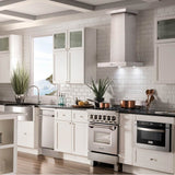 Convertible Vent Wall Mount Range Hood in Stainless Steel with Crown Molding (KECRN)