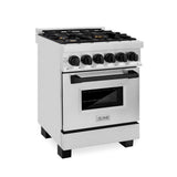 Z-Line - Autograph Edition 24'' 2.8 cu.' Dual Fuel Range with Gas Stove and Electric Oven in Stainless Steel with Matte Black Accents - Matte Black