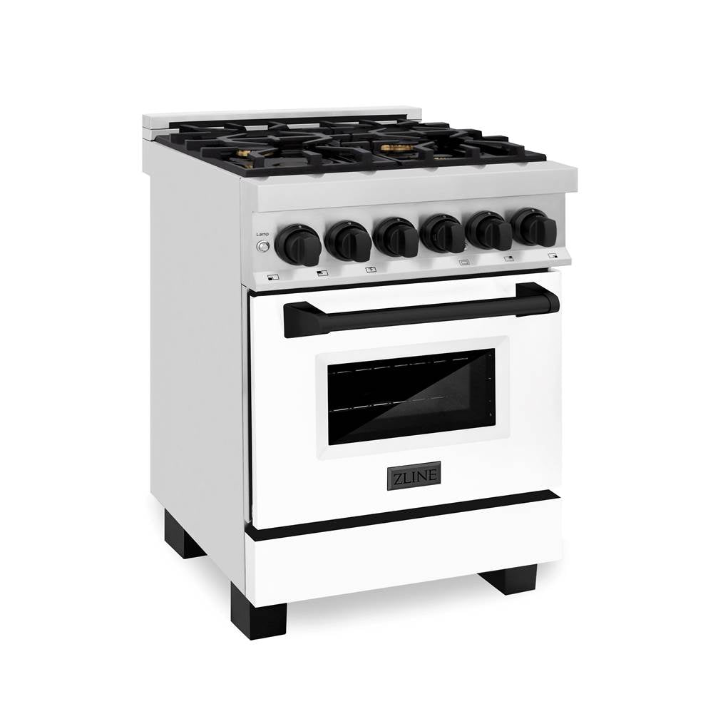Z-Line - Autograph Edition 24'' 2.8 cu.' Dual Fuel Range with Gas Stove and Electric Oven in Stainless Steel with WM Door and Matte Black Accents - Matte Black