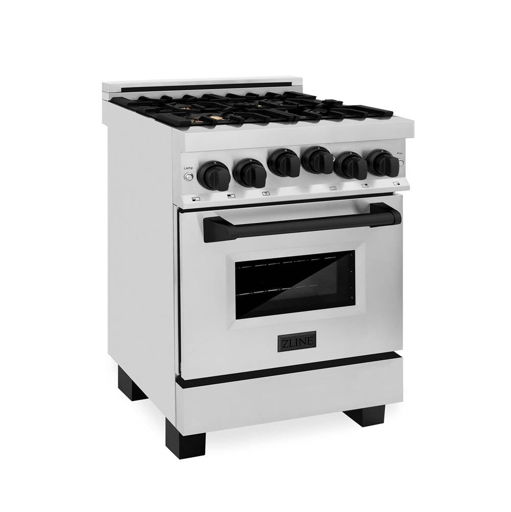 Z-Line - Autograph Edition 24'' 2.8 cu.' Range with Gas Stove and Gas Oven in Stainless Steel with Matte Black Accents - Matte Black