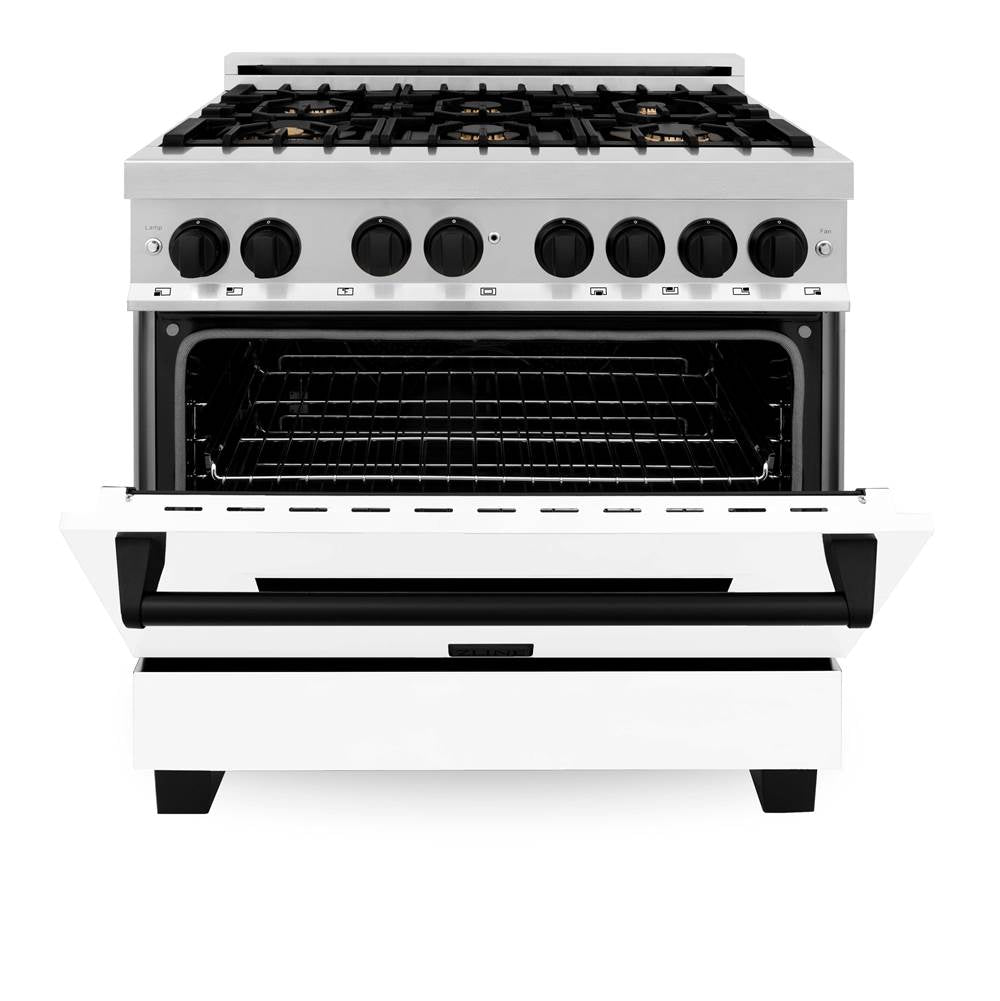 Autograph Edition 36'' 4.6 cu.' Dual Fuel Range with Gas Stove and Electric Oven in Stainless Steel with White Matte Door and CB Accents