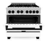 Autograph Edition 36'' 4.6 cu.' Dual Fuel Range with Gas Stove and Electric Oven in Stainless Steel with White Matte Door and CB Accents