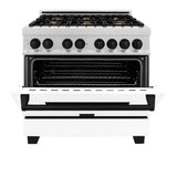 Autograph Edition 36'' 4.6 cu.' Dual Fuel Range with Gas Stove and Electric Oven in DuraSnow Stainless Steel with WM Door and CB Accents
