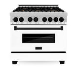 Autograph Edition 36'' 4.6 cu.' Dual Fuel Range with Gas Stove and Electric Oven in Stainless Steel with White Matte Door and CB Accents