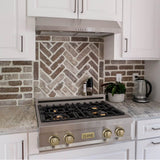 Autograph Edition 30'' Porcelain Rangetop with 4 Gas Burners in Stainless Steel and Champagne Bronze Accents