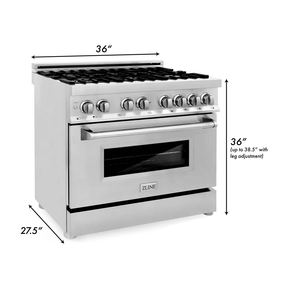 36'' 4.6 cu. ft. Electric Oven and Gas Cooktop Dual Fuel Range with Griddle in Stainless Steel