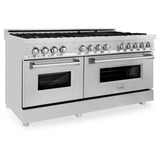 Z-Line - 60'' 7.4 cu.' Dual Fuel Range with Gas Stove and Electric Oven in Stainless Steel with Brass Burners - Brass
