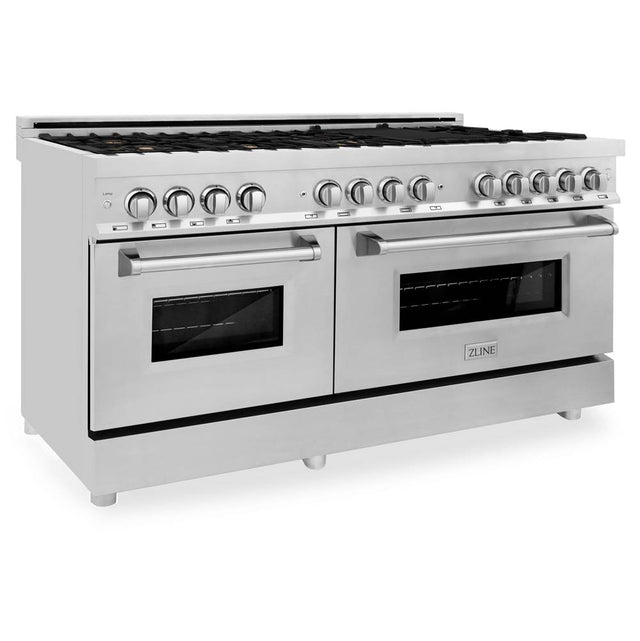 Z-Line - 60'' 7.4 cu.' Dual Fuel Range with Gas Stove and Electric Oven in Stainless Steel with Brass Burners - Brass