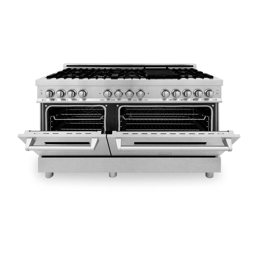 60'' 7.4 cu.' Dual Fuel Range with Gas Stove and Electric Oven in Stainless Steel and Black Matte Door