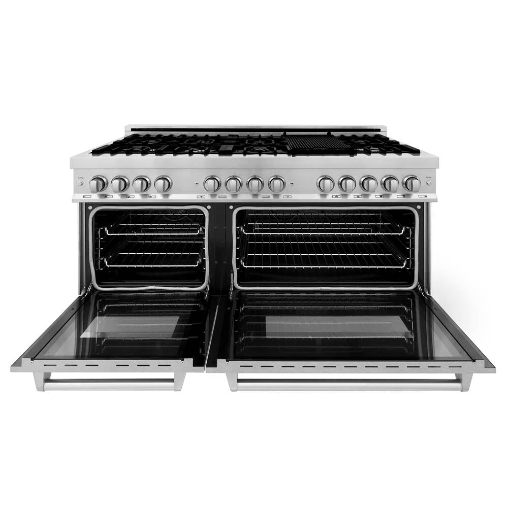 60'' 7.4 cu.' Dual Fuel Range with Gas Stove and Electric Oven in Stainless Steel and Black Matte Door