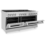 60'' 7.4 cu.' Dual Fuel Range with Gas Stove and Electric Oven in Stainless Steel and Black Matte Door