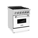 Z-Line - 24'' 2.8 cu. ft. Range with Gas Stove and Gas Oven in Stainless Steel and White Matte Door - Matte White
