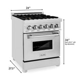 24'' 2.8 cu. ft. Electric Oven and Gas Cooktop Dual Fuel Range with Griddle and Brass Burners in Stainless Steel