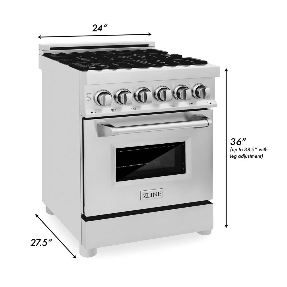 24'' 2.8 cu. ft. Electric Oven and Gas Cooktop Dual Fuel Range with Griddle in Stainless Steel