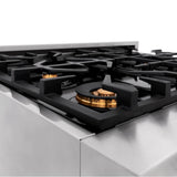 30'' 4.0 cu. ft. Electric Oven and Gas Cooktop Dual Fuel Range with Griddle and Brass Burners in Stainless Steel