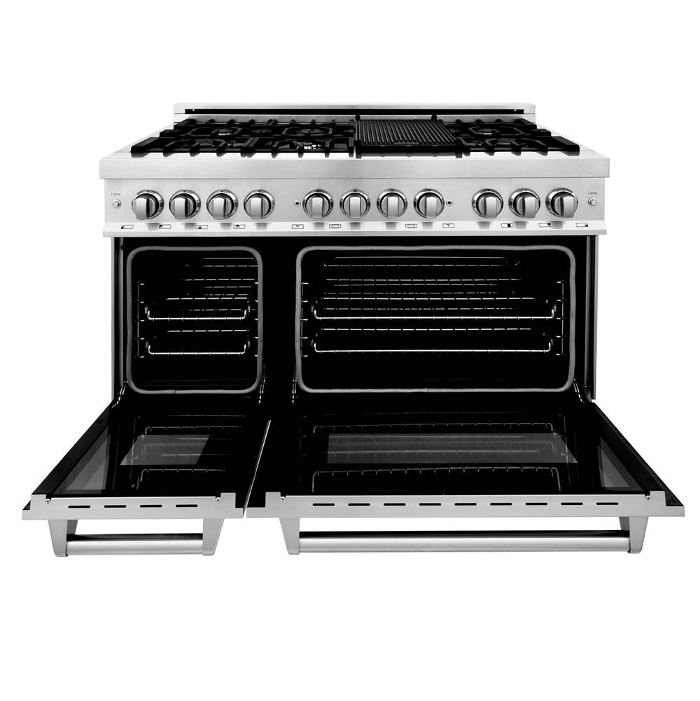 48'' 6.0 cu. ft. Electric Oven and Gas Cooktop Dual Fuel Range with Griddle in Stainless Steel