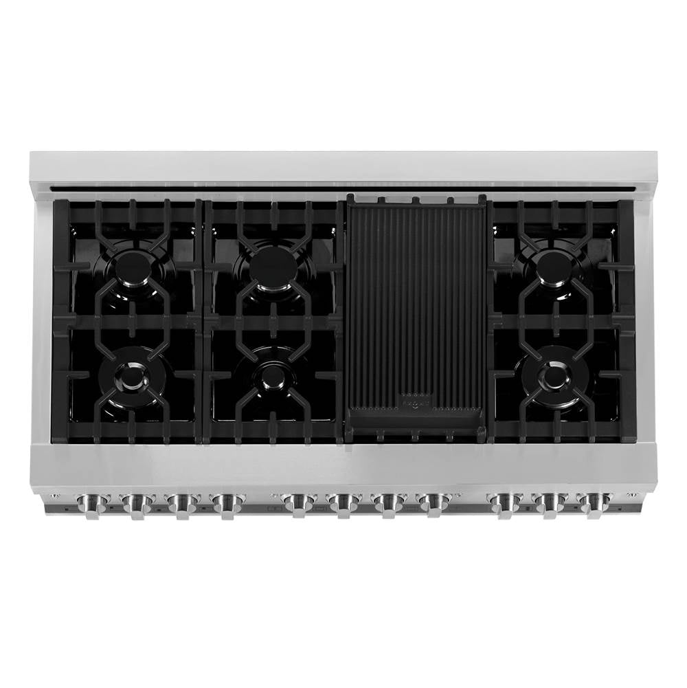 48'' 6.0 cu. ft. Electric Oven and Gas Cooktop Dual Fuel Range with Griddle in Stainless Steel