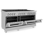 60'' Professional Dual Fuel Range in DuraSnow Stainless Steel with Black Matte Door
