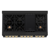 Autograph Edition 48'' 6.0 cu.' Dual Fuel Range with Gas Stove and Electric Oven in Black Stainless Steel with Champagne Bronze Accents