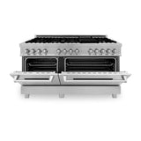 60'' Professional Dual Fuel Range in DuraSnow Stainless Steel with Black Matte Door