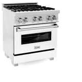 30'' 4.0 cu. ft. Electric Oven and Gas Cooktop Dual Fuel Range with Griddle and White Matte Door in Fingerprint Resistant Stainless