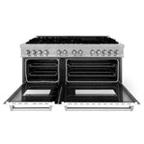60'' 7.4 cu. ft. Electric Oven and Gas Cooktop Dual Fuel Range with Griddle and White Matte Door in Fingerprint Resistant Stainless