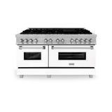 60'' 7.4 cu. ft. Electric Oven and Gas Cooktop Dual Fuel Range with Griddle and White Matte Door in Fingerprint Resistant Stainless