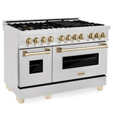 Z-Line - Autograph Edition 48'' 6.0 cu.' Dual Fuel Range with Gas Stove and Electric Oven in DuraSnow Stainless Steel with Gold Accents