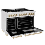 Autograph Edition 48'' 6.0 cu.' Dual Fuel Range with Gas Stove and Electric Oven in DuraSnow Stainless Steel with Champagne Bronze Accents