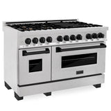 Z-Line - Autograph Edition 48'' 6.0 cu.' Dual Fuel Range with Gas Stove and Electric Oven in DuraSnow Stainless Steel with Matte Black Accents - Matte Black