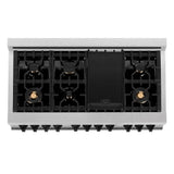 Autograph Edition 48'' 6.0 cu.' Dual Fuel Range with Gas Stove and Electric Oven in DuraSnow Stainless Steel with Champagne Bronze Accents