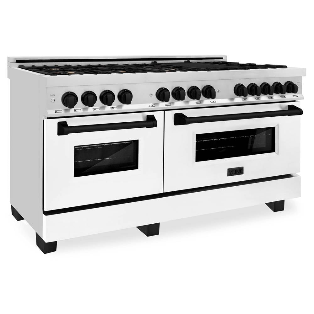 Z-Line - Autograph Edition 60'' 7.4 cu.' Dual Fuel Range with Gas Stove and Electric Oven in Stainless Steel with WM Door and Matte Black Accents - Matte Black