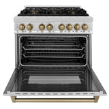 Autograph Edition 36'' 4.6 cu.' Dual Fuel Range with Gas Stove and Electric Oven in Stainless Steel with Champagne Bronze Accents