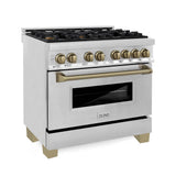 Z-Line - Autograph Edition 36'' 4.6 cu.' Dual Fuel Range with Gas Stove and Electric Oven in Stainless Steel with Champagne Bronze Accents - Champagne Bronze