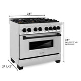 Autograph Edition 36'' 4.6 cu.' Dual Fuel Range with Gas Stove and Electric Oven in Stainless Steel with Champagne Bronze Accents