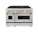 Autograph Edition 48'' 6.0 cu.' Dual Fuel Range with Gas Stove and Electric Oven in Stainless Steel with Champagne Bronze Accents