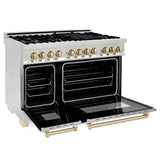 Autograph Edition 48'' 6.0 cu.' Dual Fuel Range with Gas Stove and Electric Oven in Stainless Steel with Champagne Bronze Accents