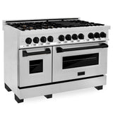 Z-Line - Autograph Edition 48'' 6.0 cu.' Dual Fuel Range with Gas Stove and Electric Oven in Stainless Steel with Matte Black Accents - Matte Black