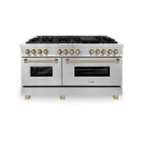 Autograph Edition 60'' 7.4 cu.' Dual Fuel Range with Gas Stove and Electric Oven in Stainless Steel with Champagne Bronze Accents