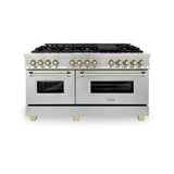 Autograph Edition 60'' 7.4 cu.' Dual Fuel Range with Gas Stove and Electric Oven in Stainless Steel with Champagne Bronze Accents