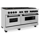 Z-Line - Autograph Edition 60'' 7.4 cu.' Dual Fuel Range with Gas Stove and Electric Oven in Stainless Steel with Matte Black Accents - Matte Black