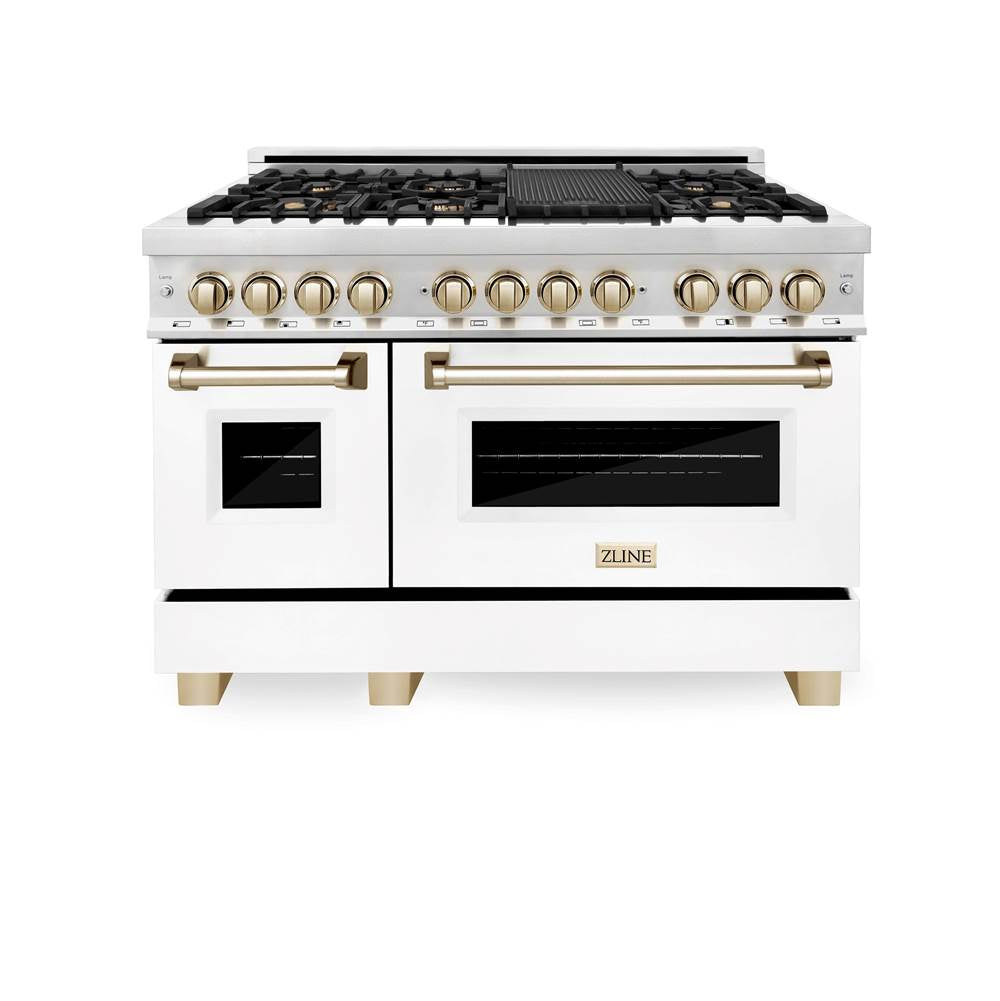 Autograph Edition 48'' 6.0 cu.' Dual Fuel Range with Gas Stove and Electric Oven in Stainless Steel with White Matte Door and CB Accents