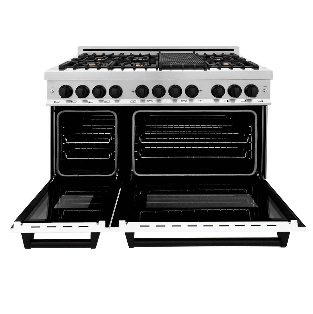 Autograph Edition 48'' 6.0 cu.' Dual Fuel Range with Gas Stove and Electric Oven in Stainless Steel with White Matte Door and CB Accents