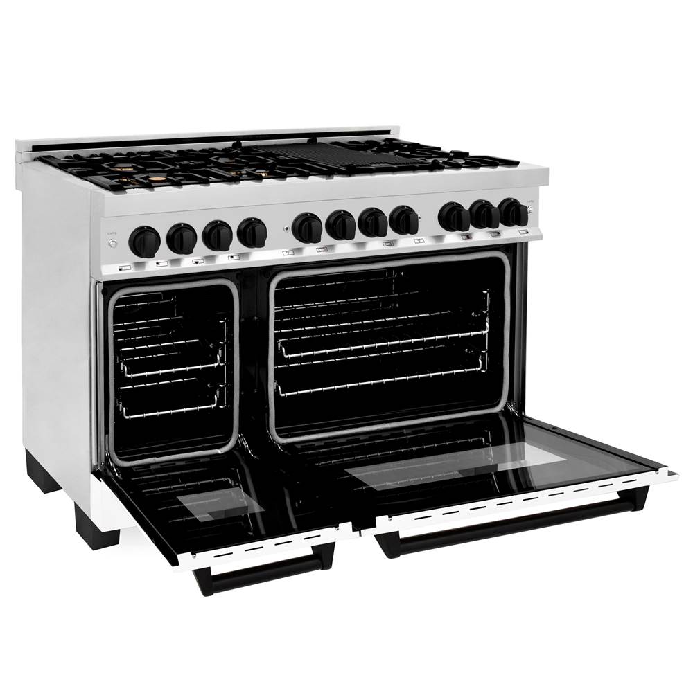 Autograph Edition 48'' 6.0 cu.' Dual Fuel Range with Gas Stove and Electric Oven in Stainless Steel with White Matte Door and CB Accents